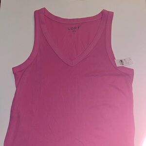 Loft Pink V neck Tank Size L
